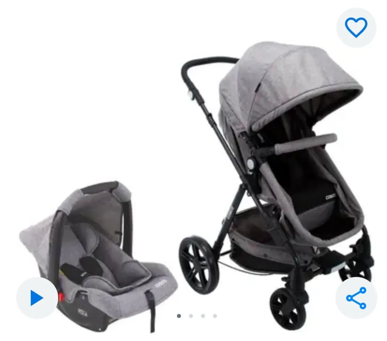 Vendo carrinho + bebê conforto.  