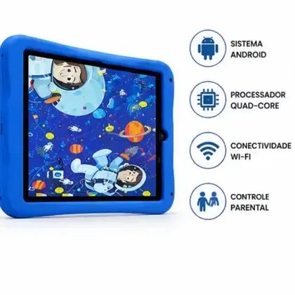 Tablet Kids 7 Polegada Com Wifi Bluetooth Android Smart Cor Azul - Foto 2