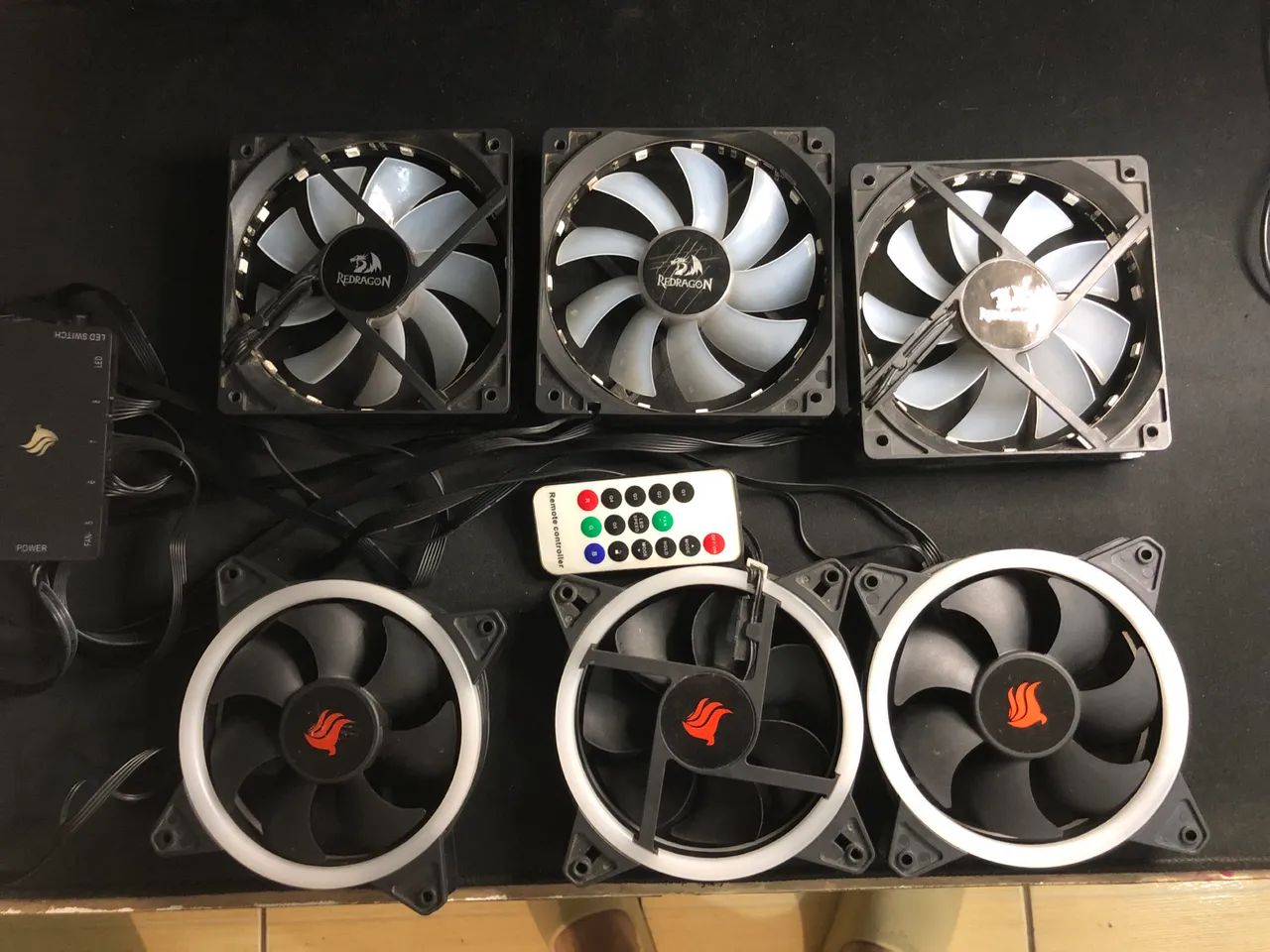 Kit 6 fans RGB com controladora 
