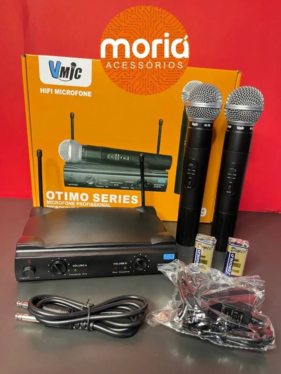 Kit Microfone Dinâmico Sem Fio M-58 Omnidirecional 2 Unidades Preto - Foto 4
