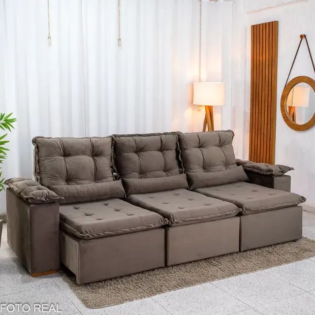 Sofá Retrátil 2,90m Na Cor Marrom