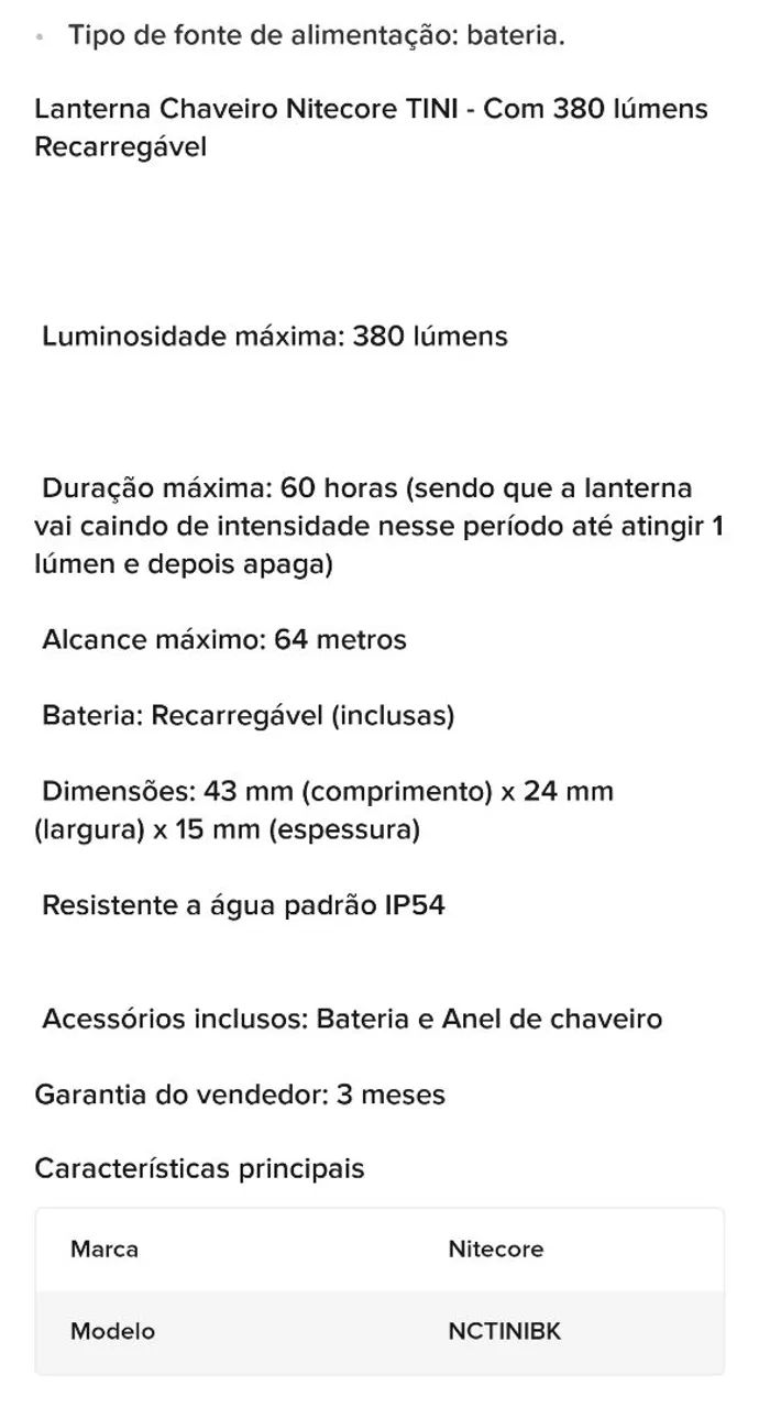 Lanterna EDC nitecore tini 380 - Foto 4