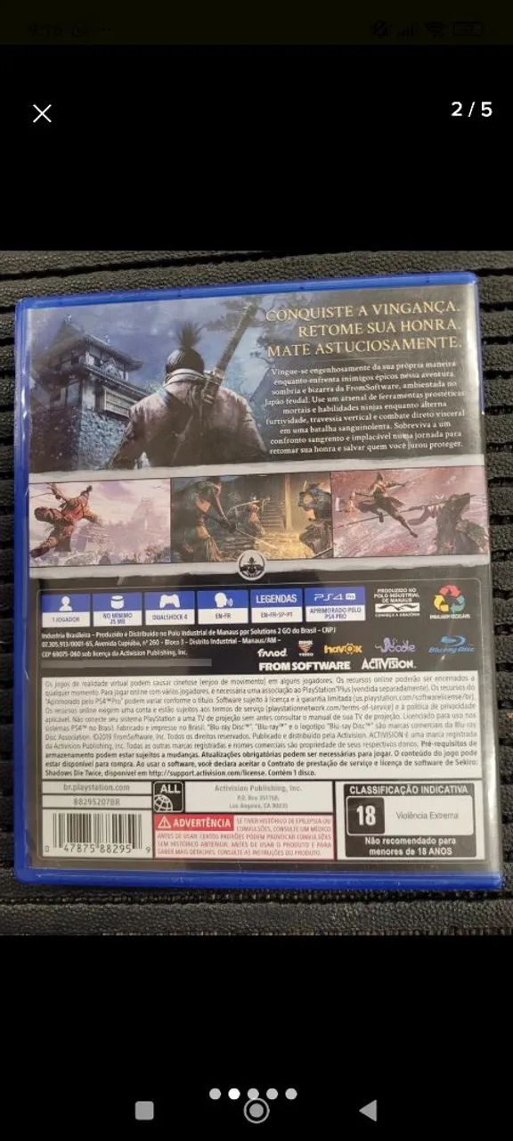 Jogo de vídeo game ps4 e PS5 . Sekiro  - Foto 2