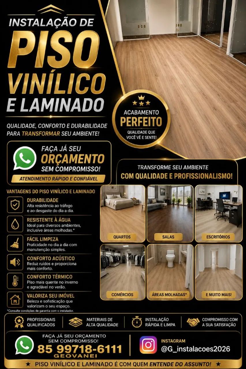Instalador piso vinílico e laminado.