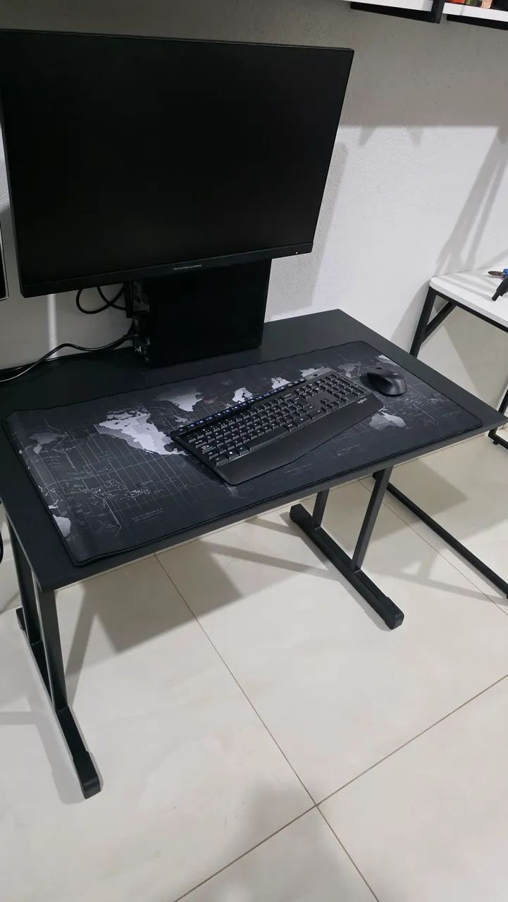Mesa para Escritório de MDF Preta, 97cm x 55cm - Escrivaninha Mesinha Pc Gamer Notebook