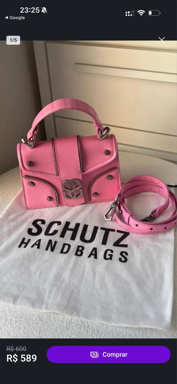 Bolsa Schutz Original Couro Rosa Mini Bag + Alça - Foto 4