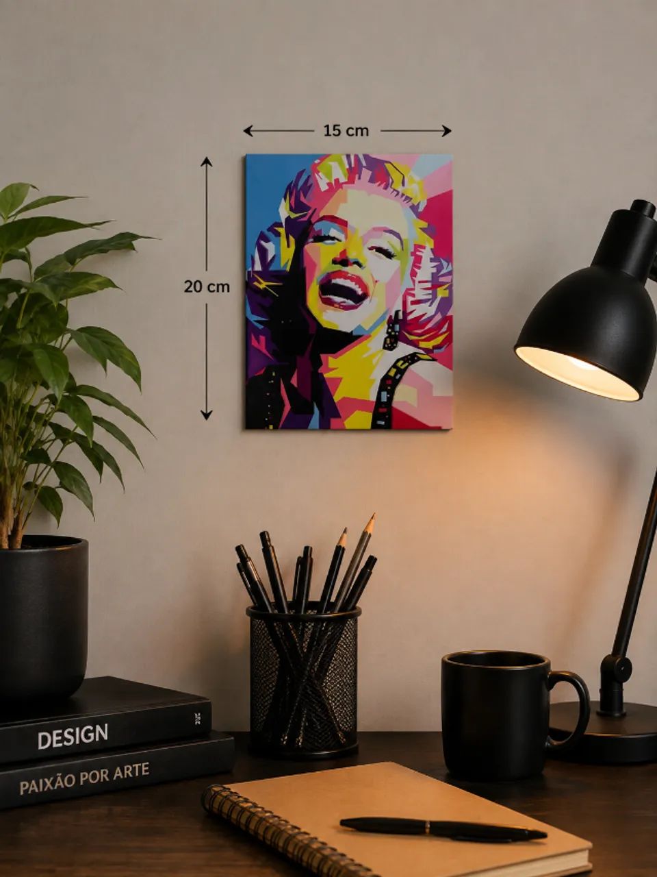 Placa Decorativa Marilyn Monroe - Estilo Pop Art 15 x 20 cm Pronta para Pendurar