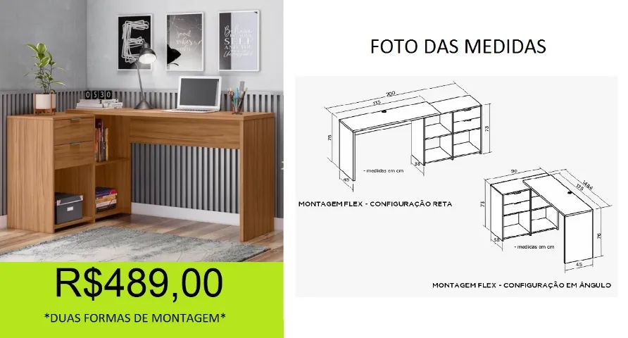 escrivaninha - duas formas de montagem - compre e retire hoje mesmo  - Foto 4