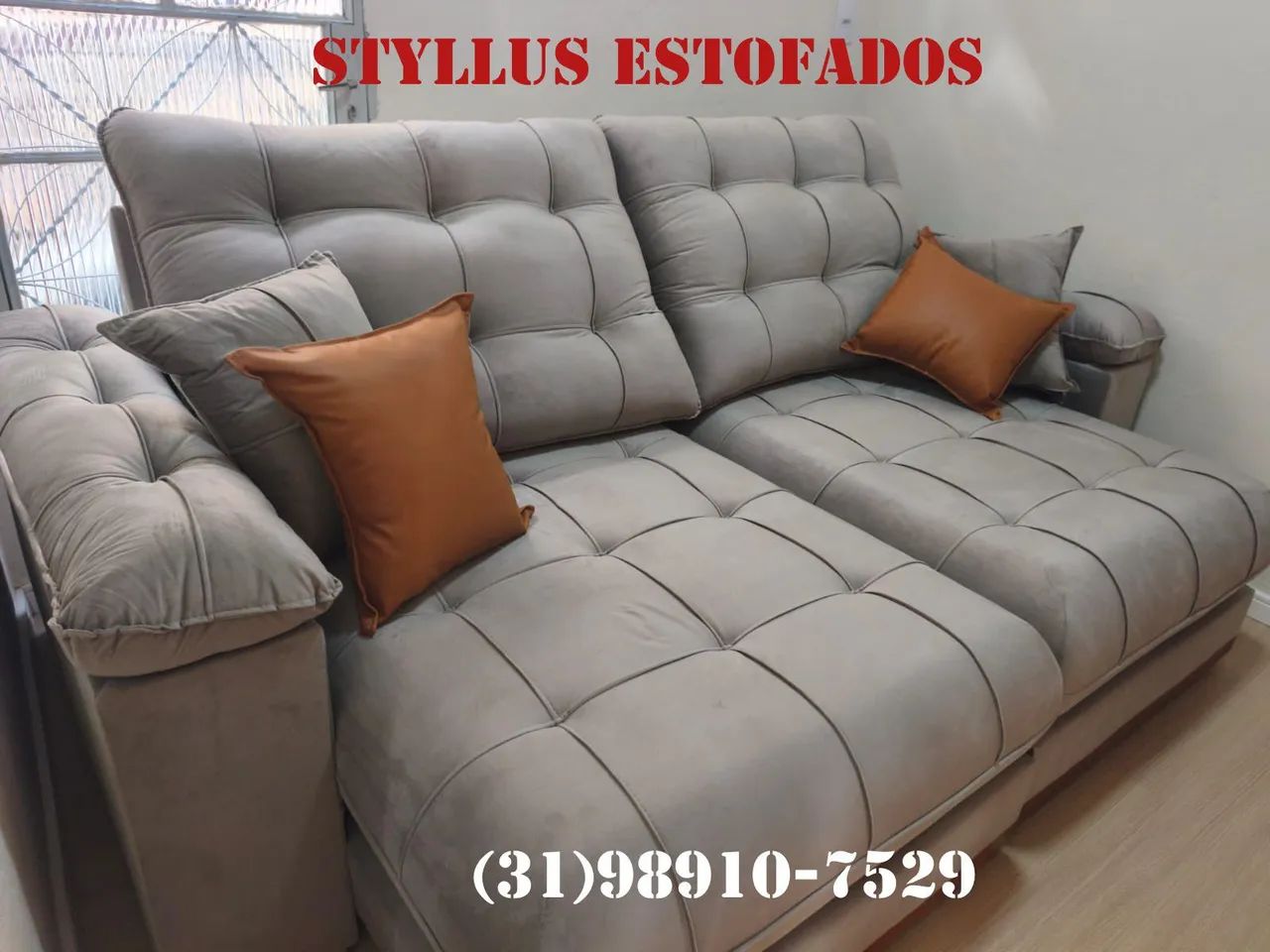 Sofá retrátil de luxo com molas ensacadas 
