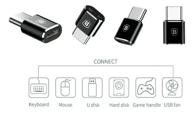 Adaptador Baseus Micro USB para Tipo C OTG - Foto 3