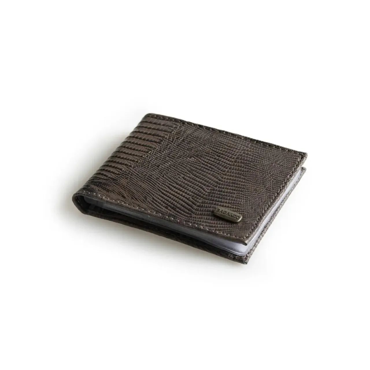 Carteira Masculina De Couro Lezard Café - Foto 4