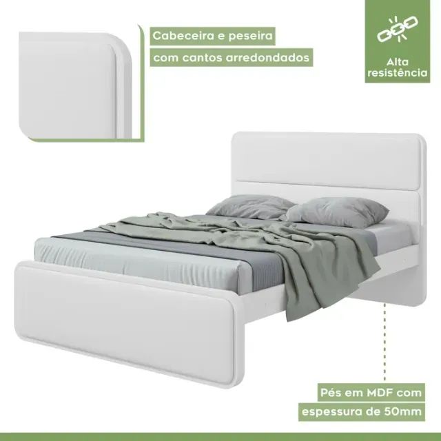 Cama Casal Loop Luxo 1,40m Easy Like Estética Moderna e Luxuosa