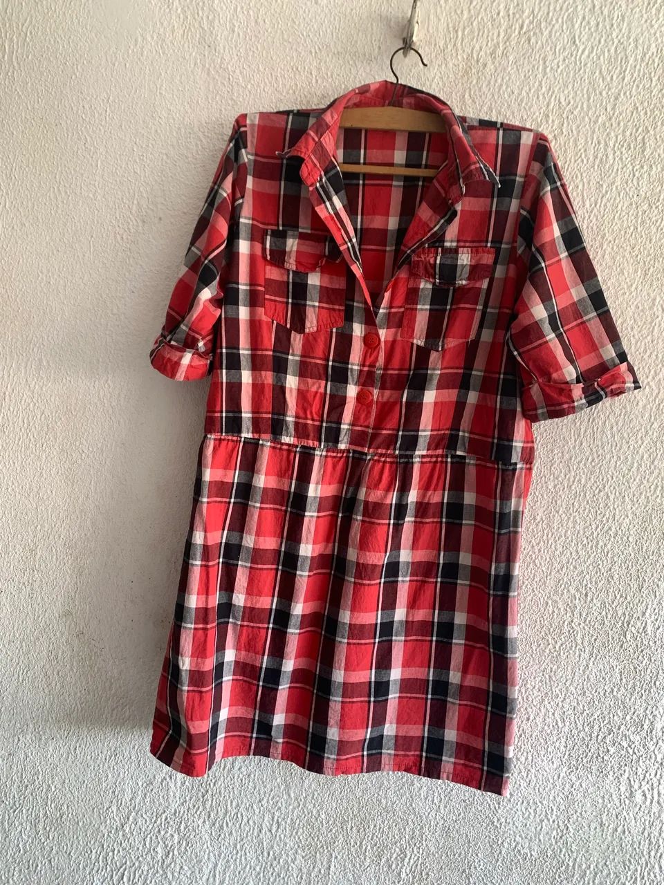 Vestido xadrez tecido algodão semi novo  - Foto 2