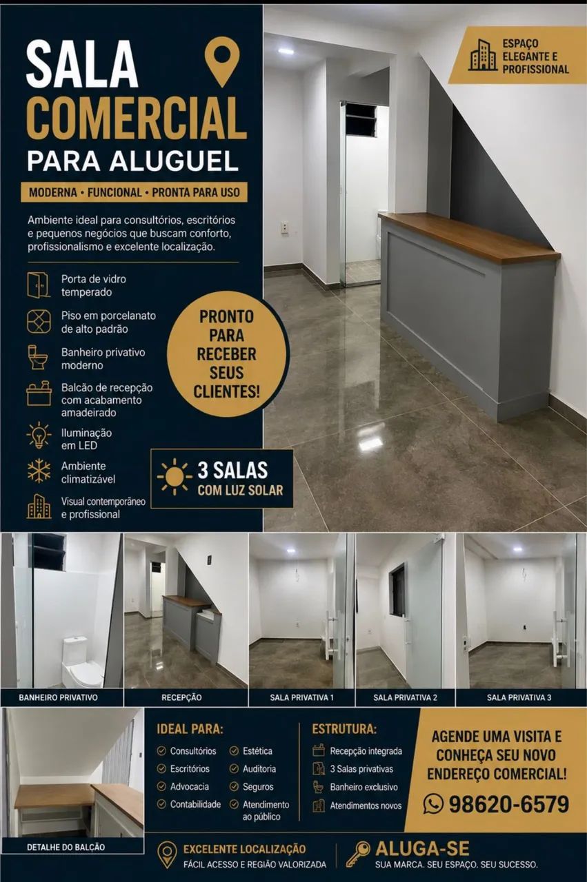 Espaço com 3 salas