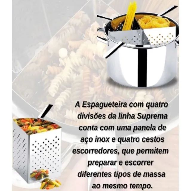 ESPAGUETEIRA COM 4 DIVISORIAS - BRINOX - Foto 2
