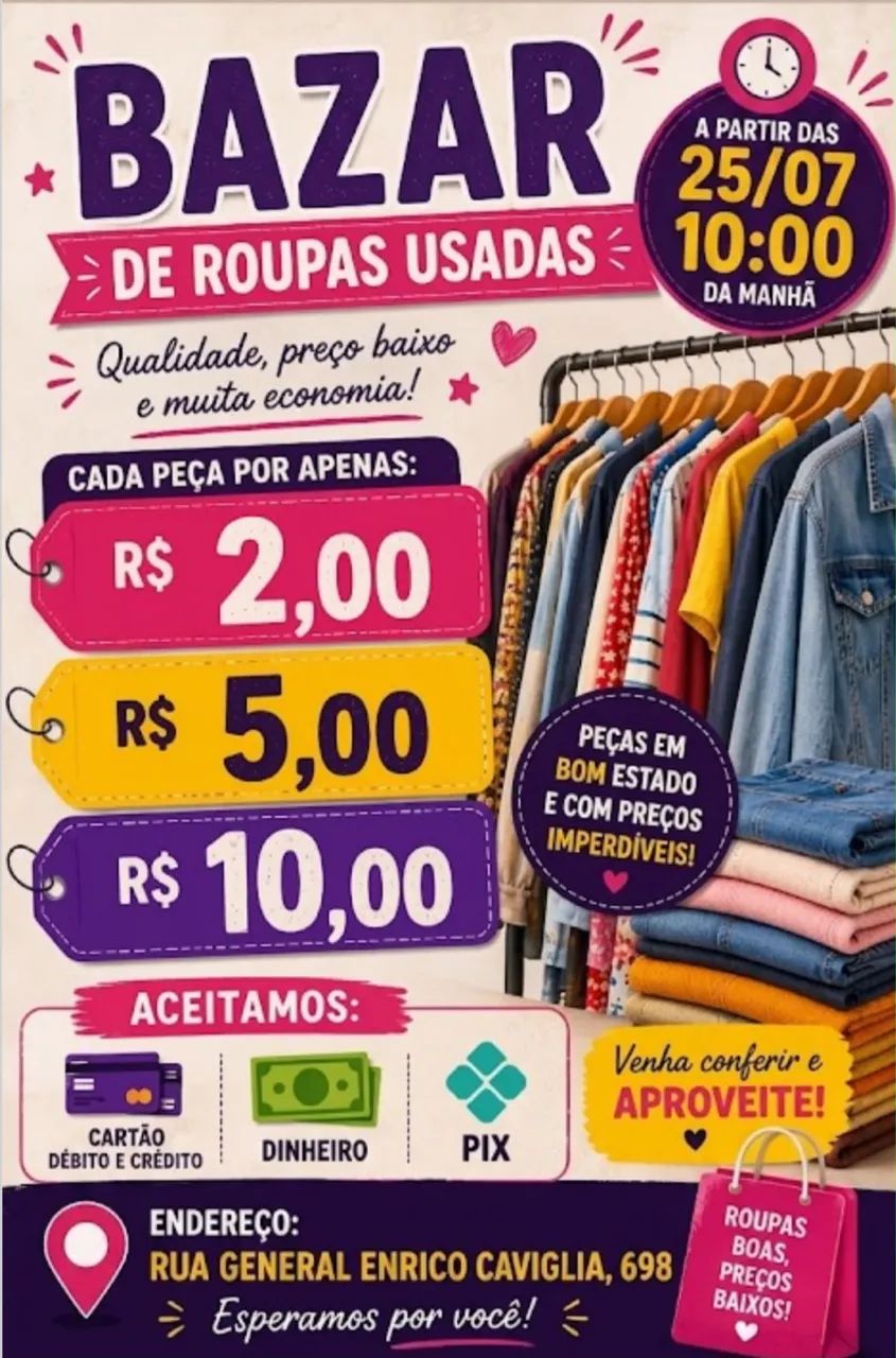 Bazar de roupa a partir de 2,00