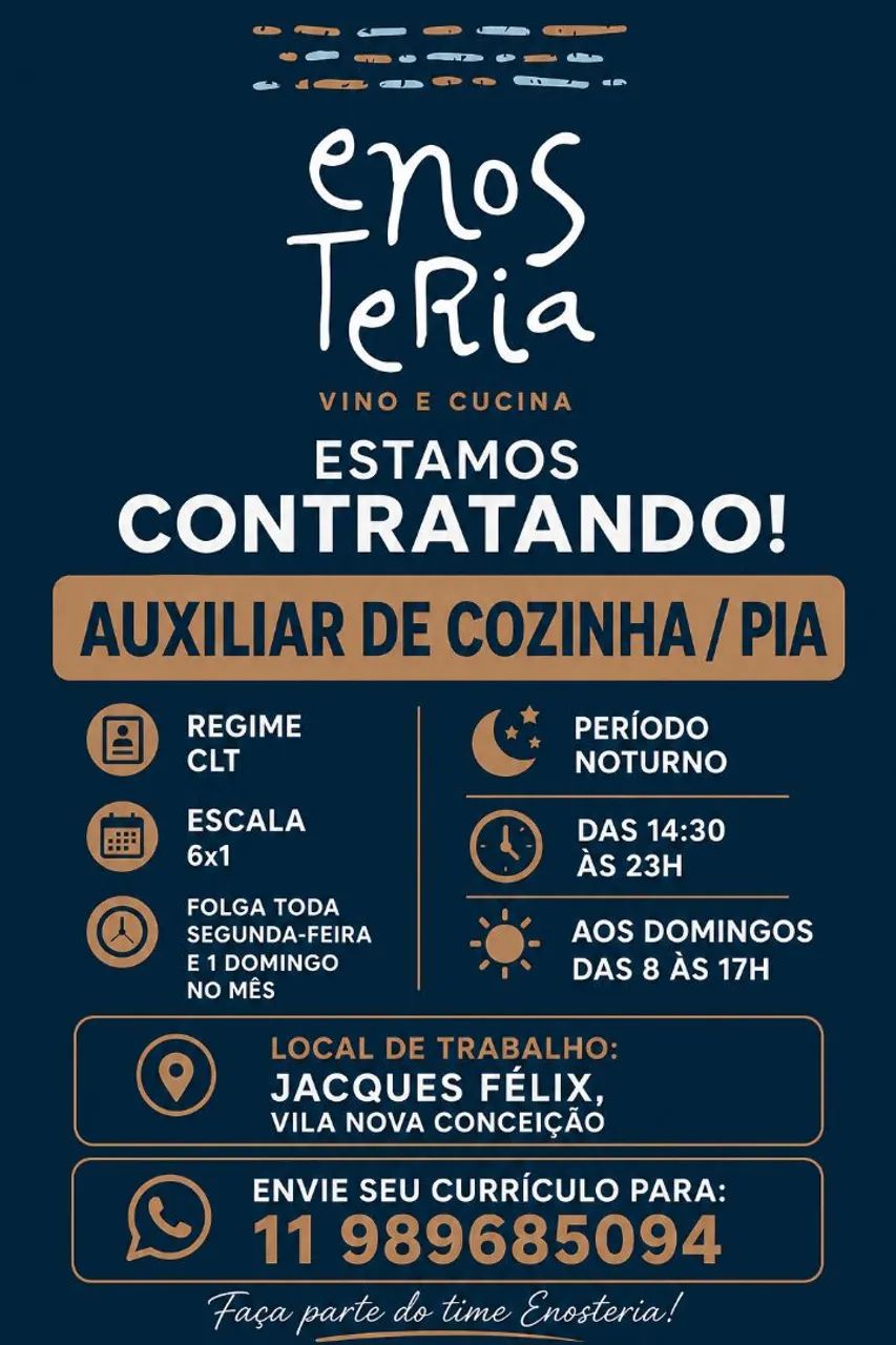 Auxiliar de cozinha/pia