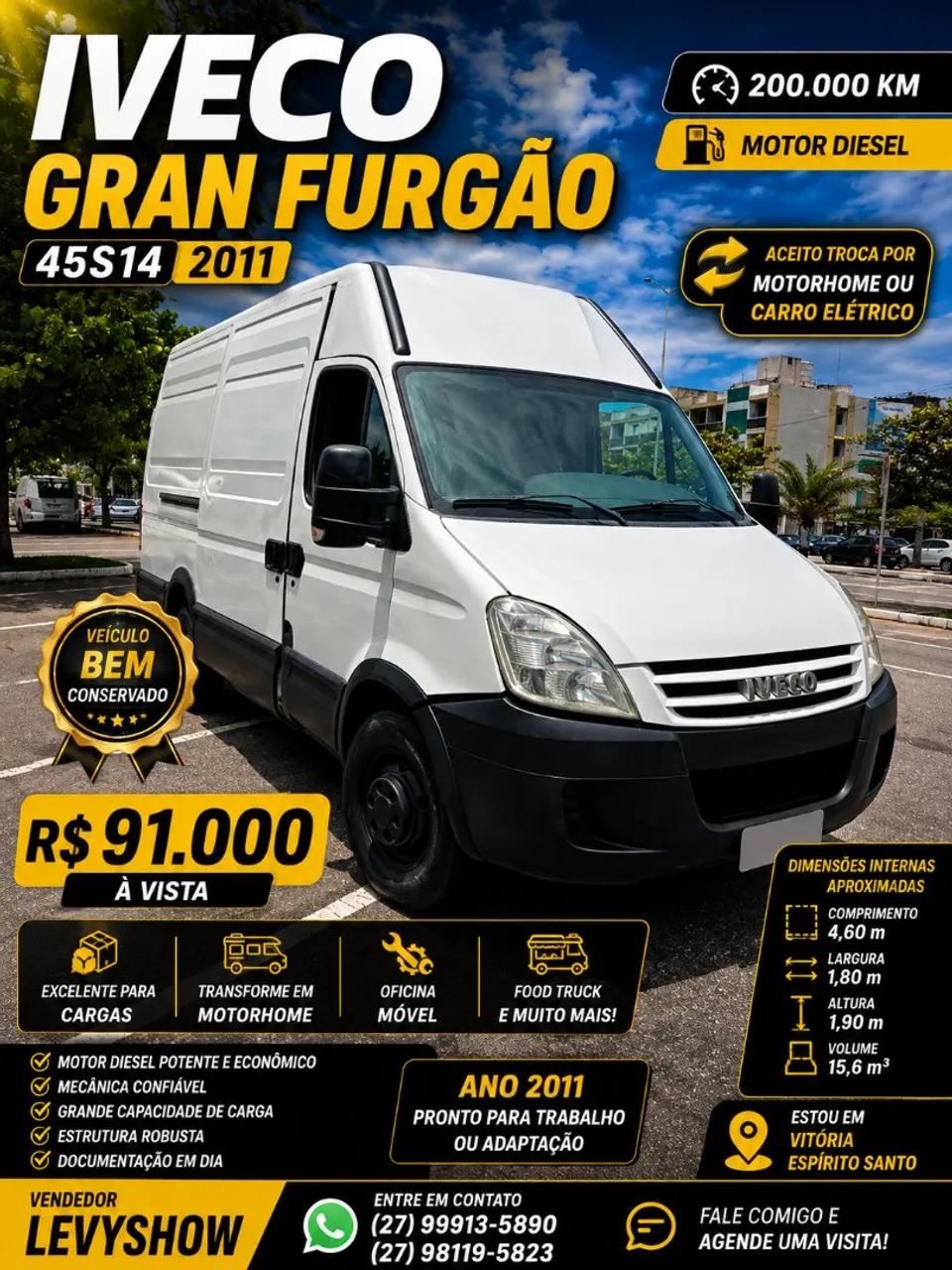 Iveco Daily DAILY FURGÃO 45-160 3.0 12m³ (Die.)(E6) 2011