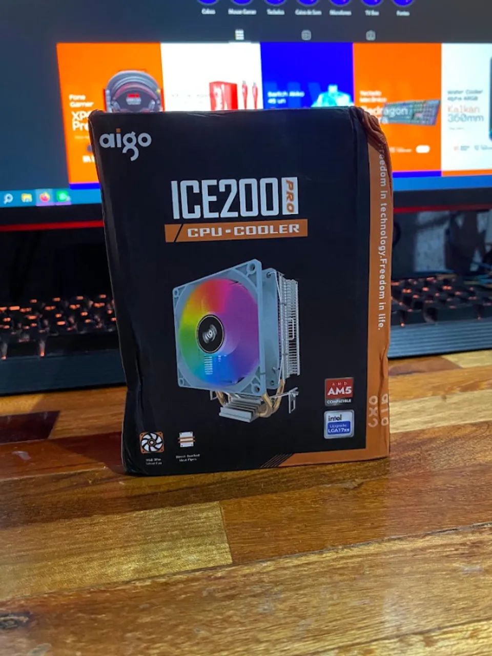 Cooler Rgb Aigo Ice 200 Pro Para Processador Intel E Amd Cpu