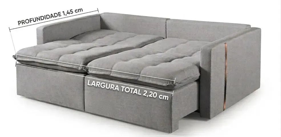 Sofá-Cama Gana Cinza em Linho | Retrátil e Confortável - Foto 2