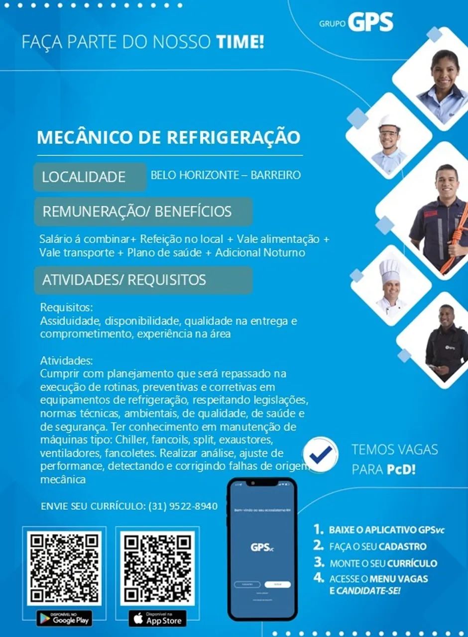 VAGA DE EMPREGO - MECÂNICO DE REFRIGERAÇÃO 