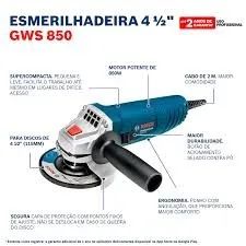 Kit Martelete Perfurador GBH 2-24 D 820W 220V + Esmerilhadeira GWS850 BOSCH / REF. 06112A7 - Foto 3
