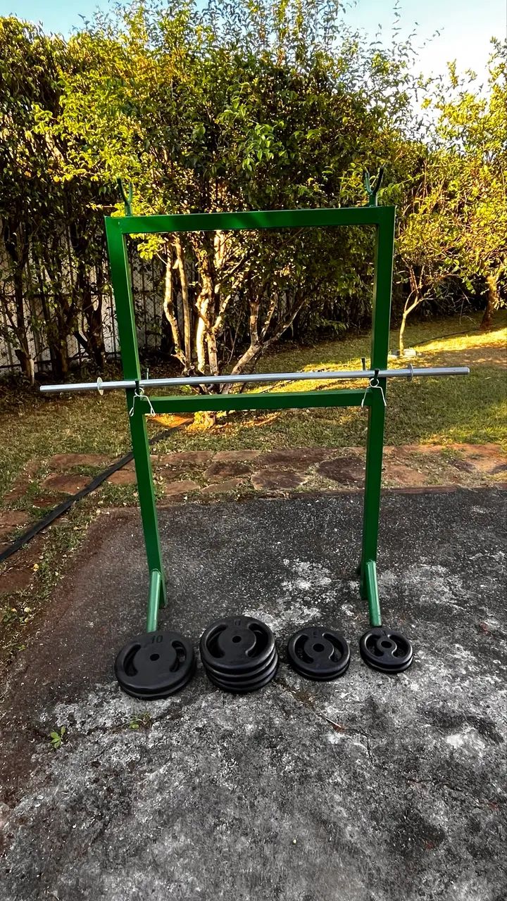 Conjunto de anilhas e barra 