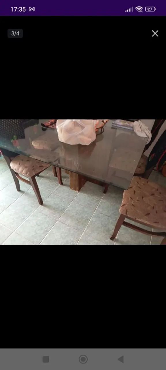 Mesa sala jantar com 6 cadeiras madeira  - Foto 4