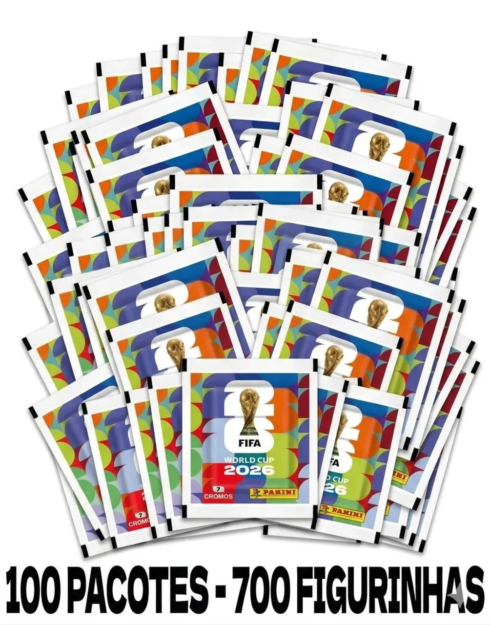Kit 100 Pacotes Lacrados Copa 2026 (700 Figurinhas!) - Atacado