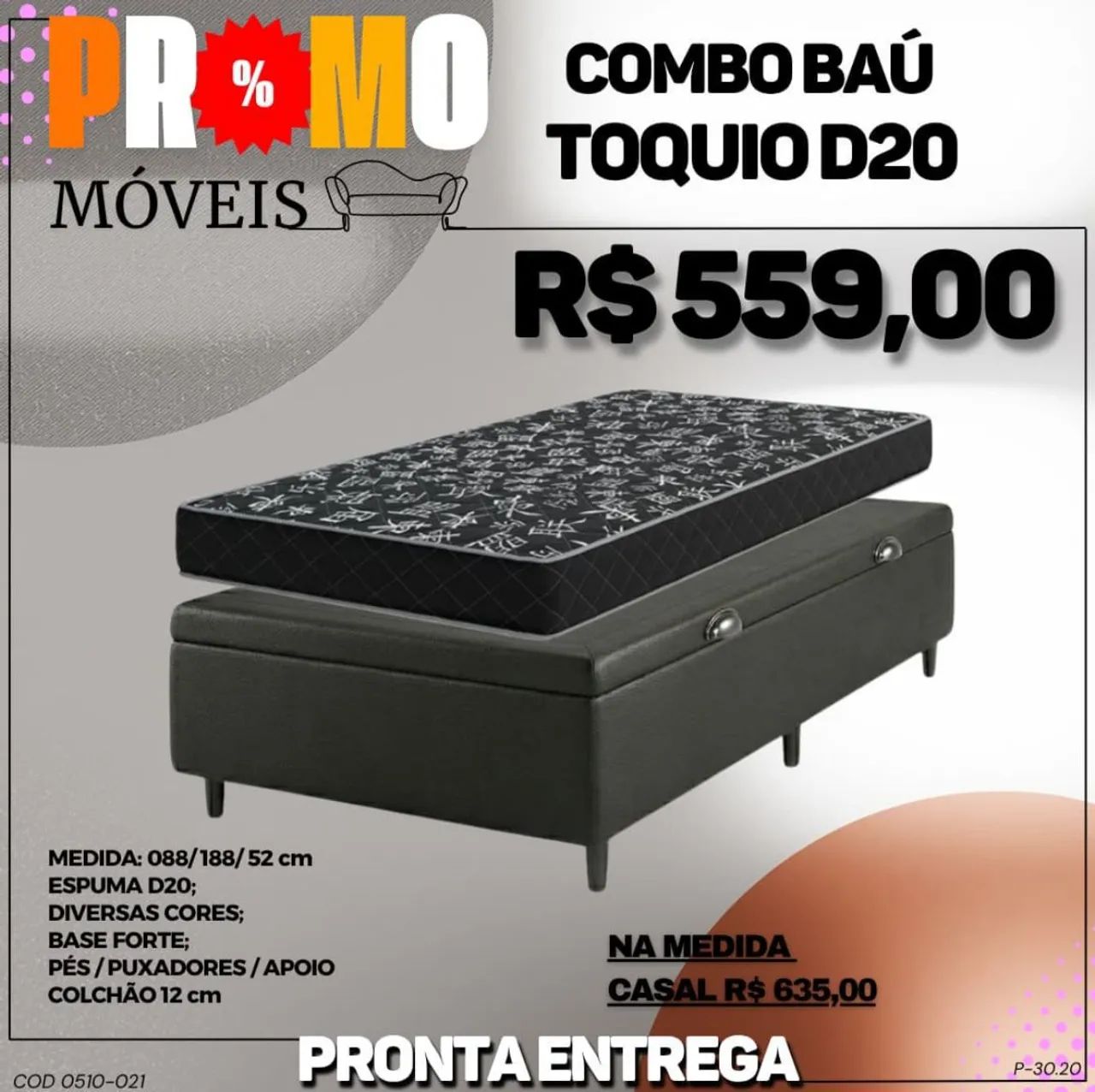 BASE BAÚ+ COLCHÃO SOLTEIRO - DIRETO DE FÁBRICA 