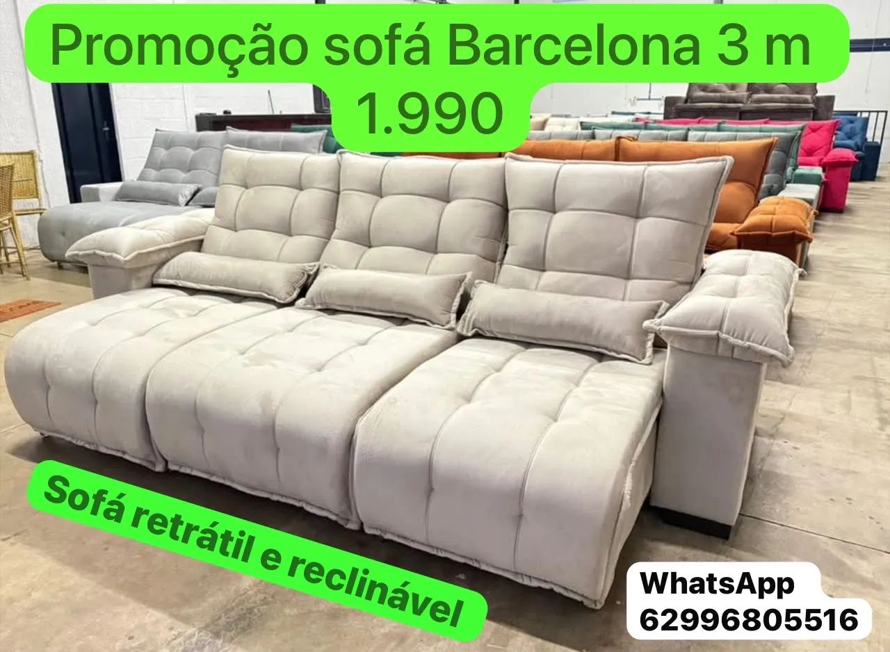 Sofá retrátil reclinável 3 metros 1.990 promoção 