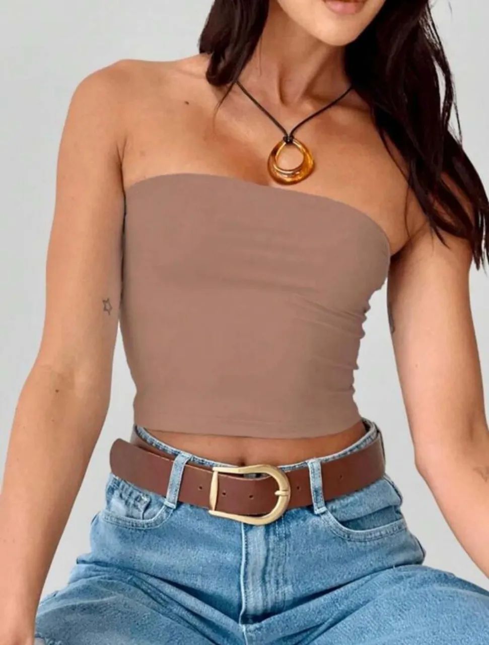 Blusa Tomara que caia ribana algodão 