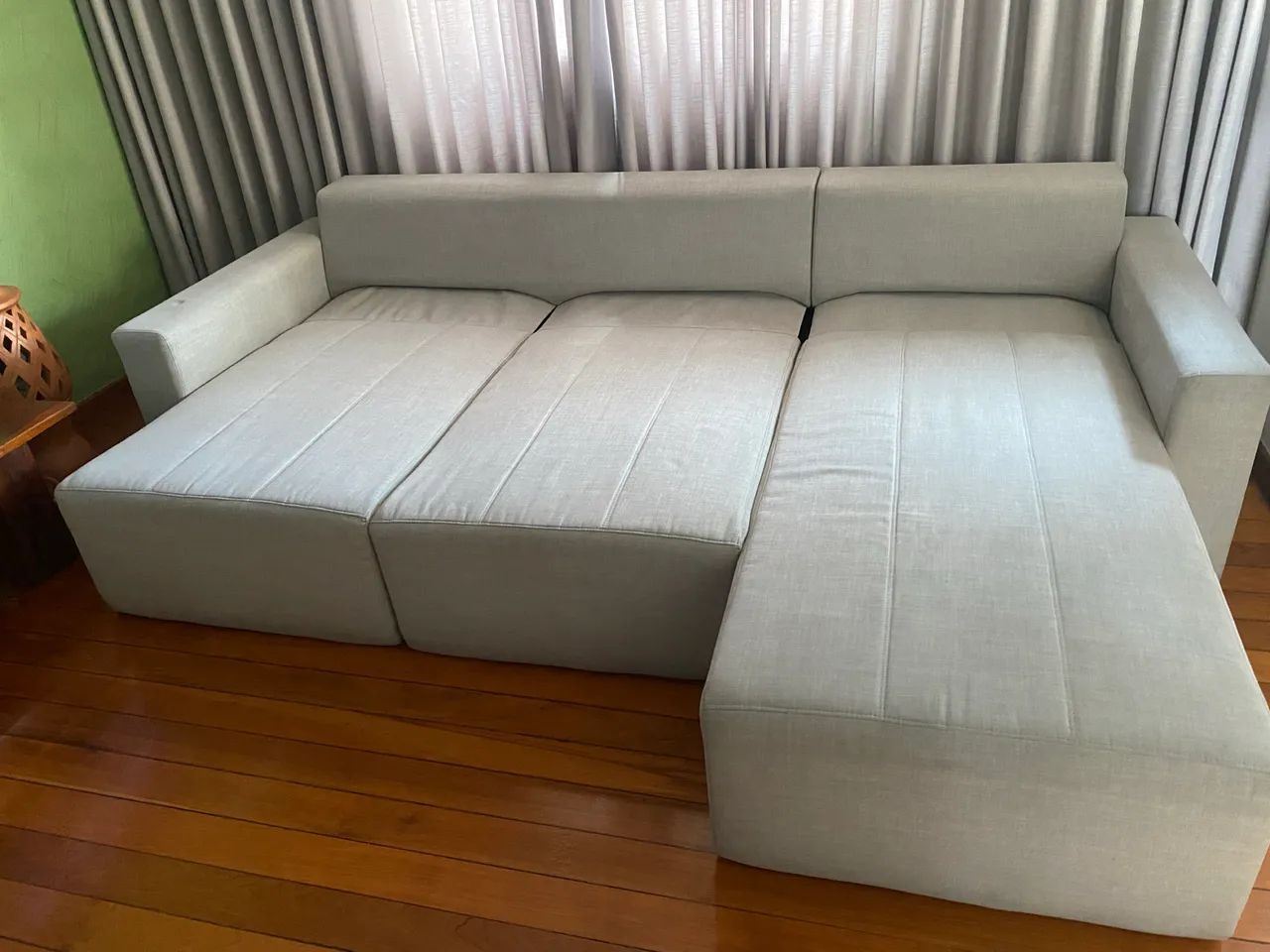 Sofá linho retrátil cinza - Foto 5