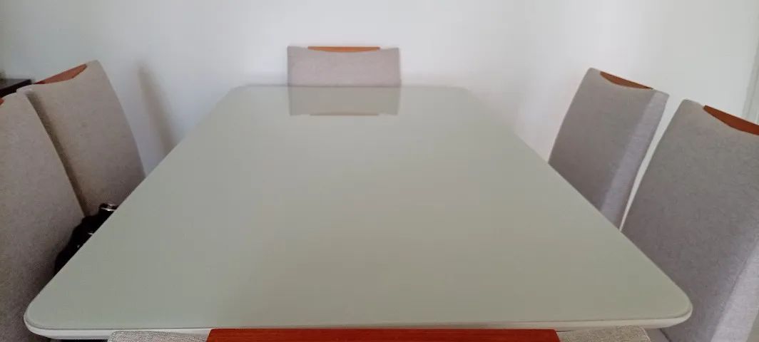 Mesa de jantar retangular, com 6 cadeiras cor cinza-claro - Foto 3