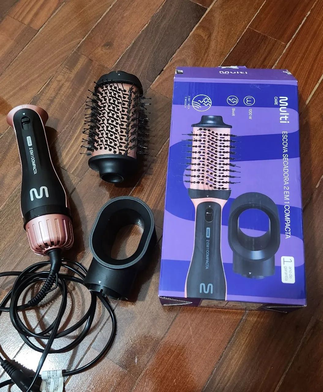Escova secadora e secador de cabelo 2 em 1. Compacta e Bivolt.