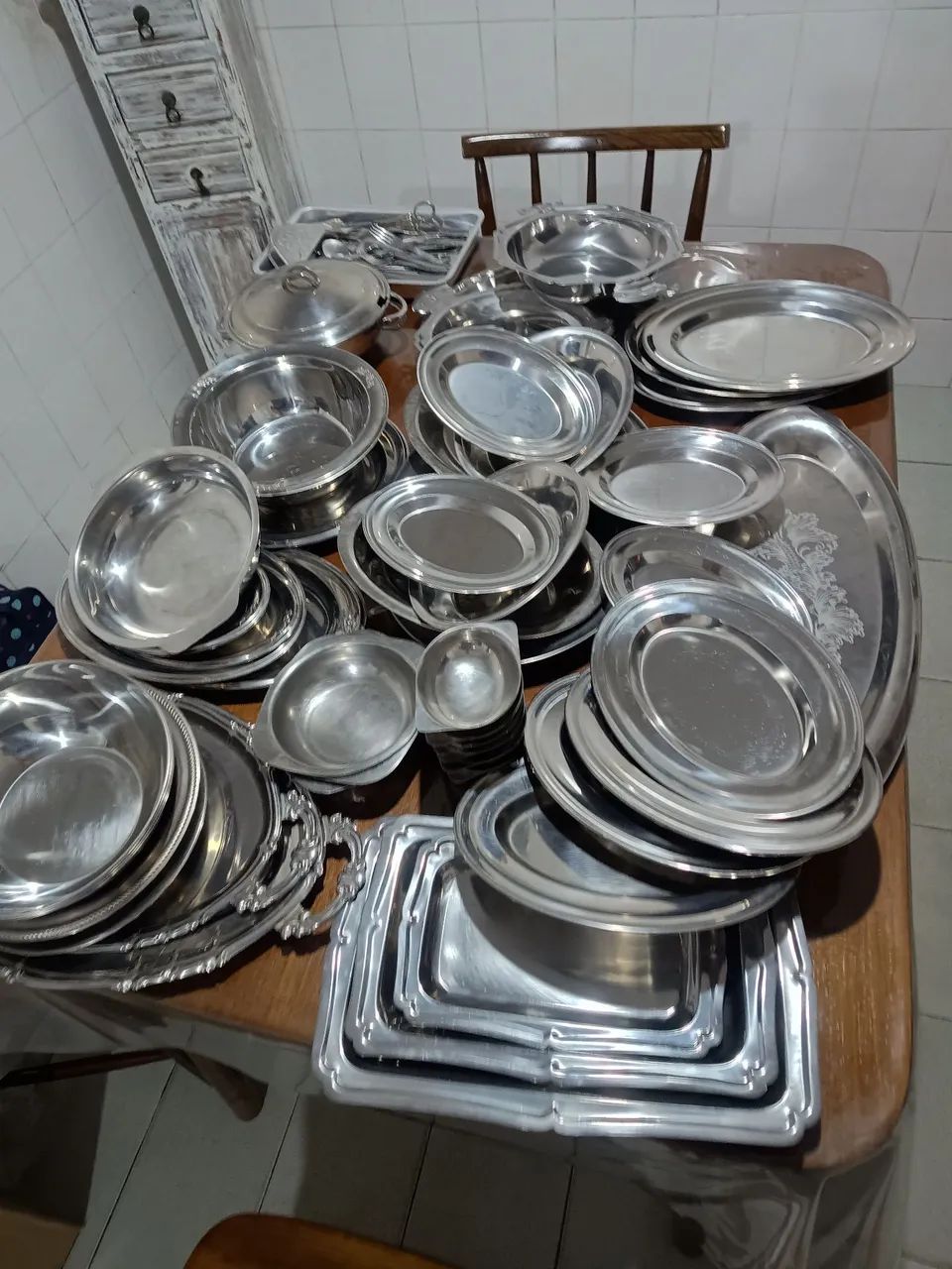 Louças inox 80 itens - Antigos, Tramontina, Gasola, Elmo, Silverplate - Foto 2