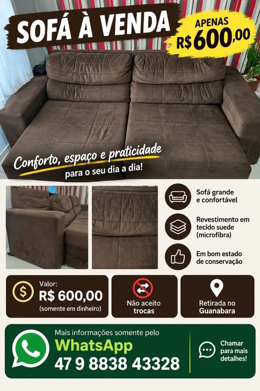 Sofá grande à venda - R$ 600