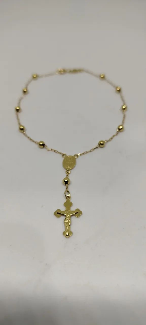 Pulseira terço , ouro 18k - 19cm - Foto 3