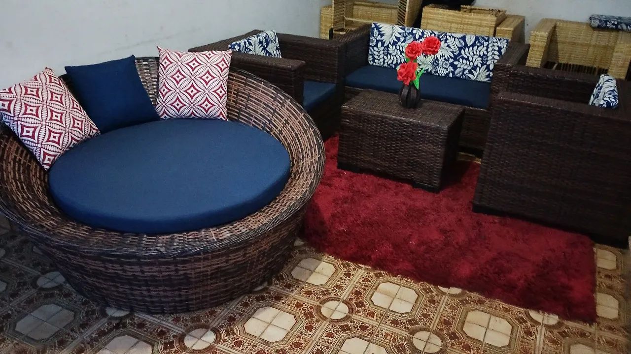 Conjunto de sofá alto padrão de vime sintético  - Foto 5