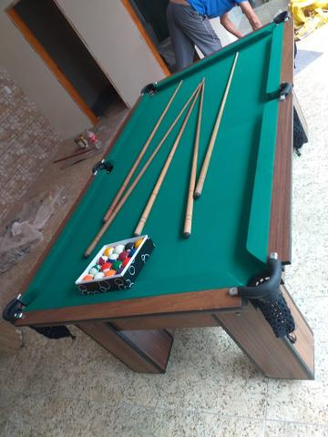 Mesa de Bilhar Tecido Verde Cor Tabaco Tx Modelo MDR0651