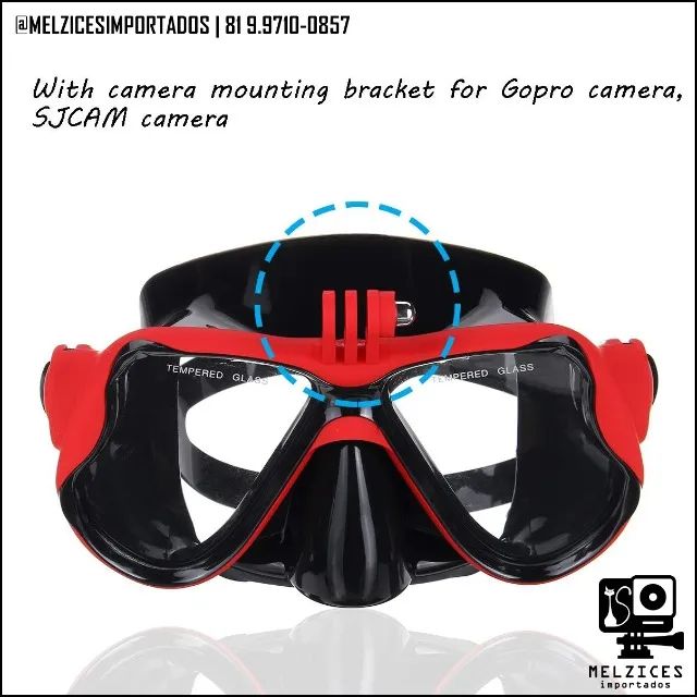 ( Oferta ) Máscara De Mergulho Com Suporte Para Câmeras de Ação + Case - Foto 2