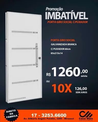 Porta Social 85x215 com Puxador branca