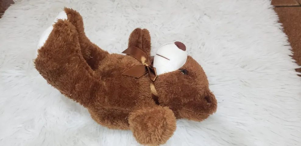 Ursinho De Pelúcia Fofo 20cm Com Laço Presente Cheio De Amor - Foto 4