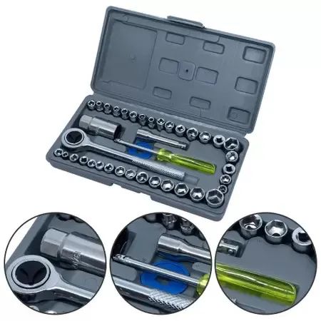 Kit Soquete Chave Catraca Sextavada 40pçs  3/8 1/4 Ha8205-6 - Foto 2