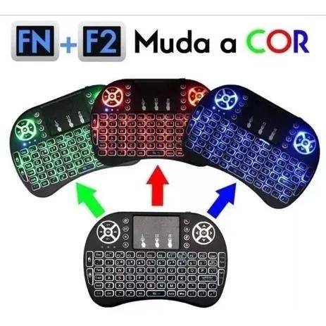 Mini Teclado Led Controle Sem Fio Iluminado Para Smart Tv/Tv Box/Pc
