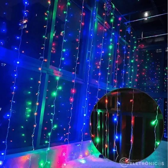 Pisca 100 Led Cortina Color  Aic001c 40x2,5m 110