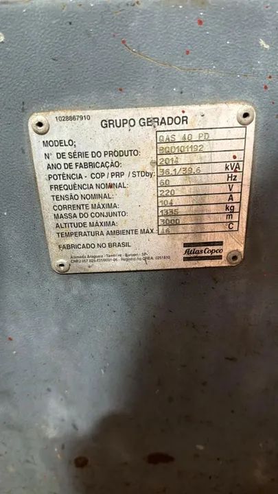 Gerador Atlas Copco -pekins 39/36.5  KVA manual 2014 - Foto 6