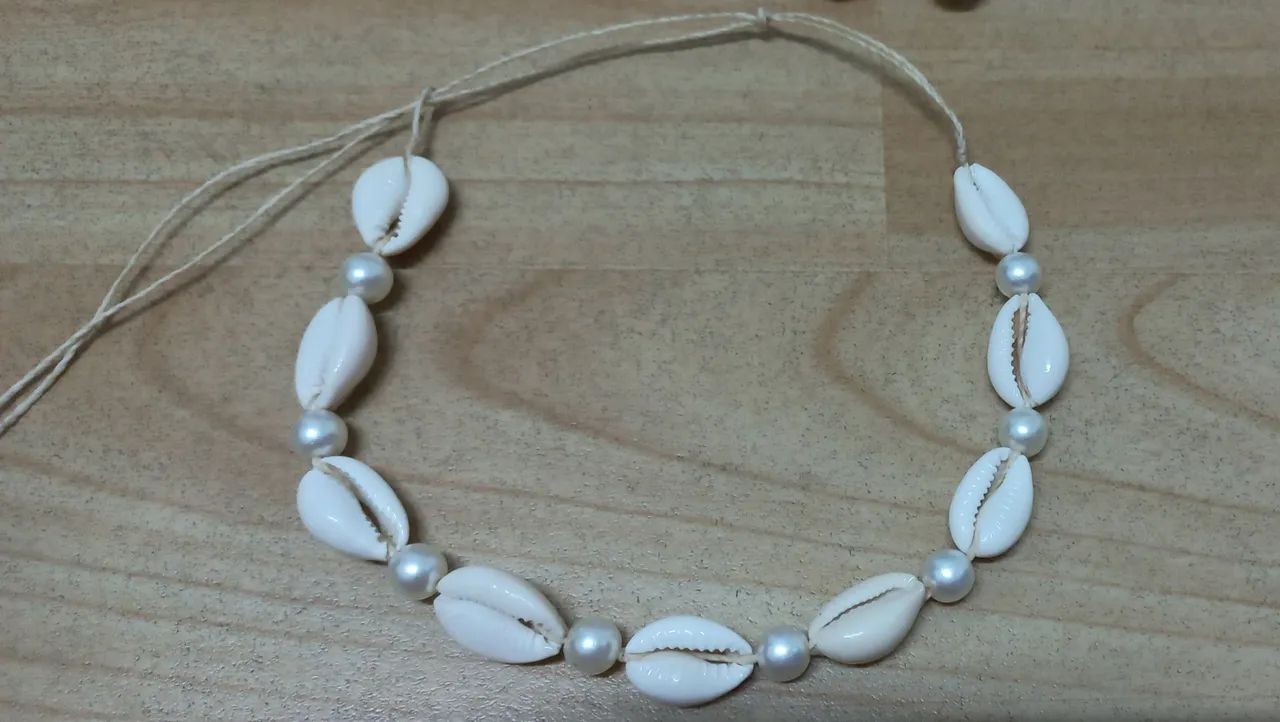 (Novo) Kit Choker + par brincos búzios artesanal - Foto 3