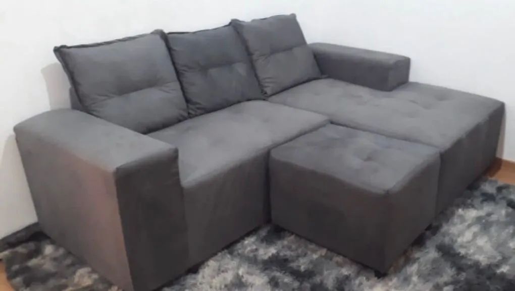 Sofá de canto com Chaise com puff $750,00 novo entrega grátis - Foto 5