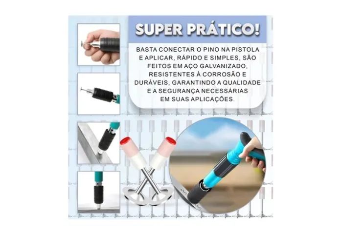 Pinos Para Pistola Fixação Prego Rebite Drywall Grampo Arruela Pinador 100 Unid. - Foto 4